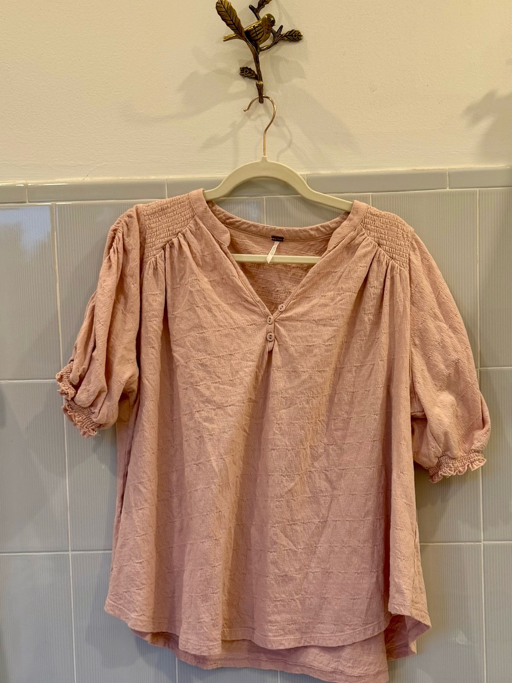 Free People Dusty Rose Peasant Blouse